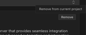 MCP installation modal showing installation scope and method options
