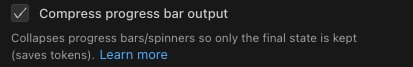 Compress progress bar output checkbox