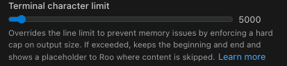 Terminal character limit setting