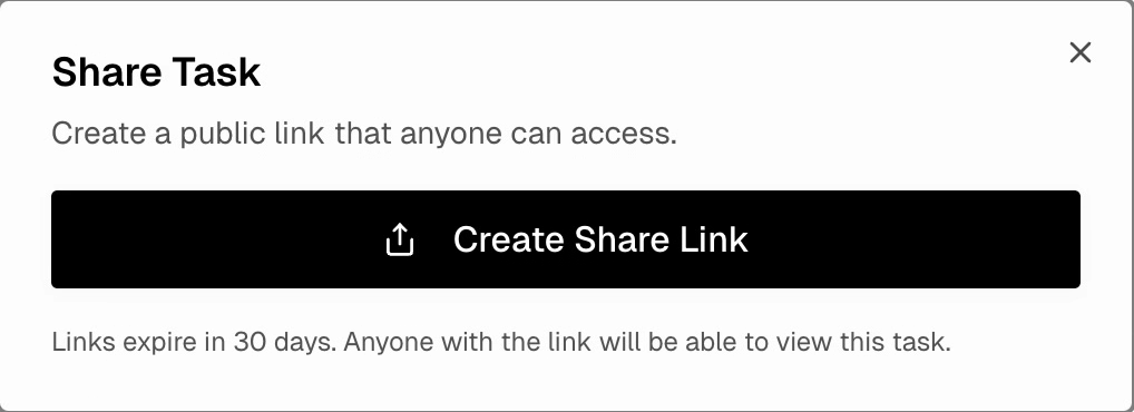 Share Task modal