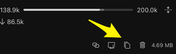 Copy Prompt button in task actions interface